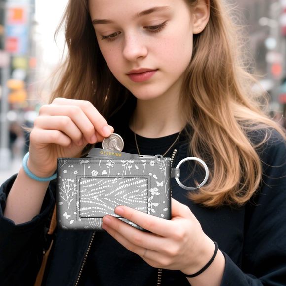 Id Case Keychain Wallet With Lanyard Minimalist Water Resistant Small Coin🙃 - Picture 5 of 6